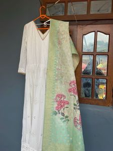 Elegant White Embroidered Anarkali Suit