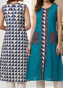 Stylish Teal & Blue Geometric Print Kurta