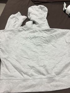 Grey Cropped Hoodie with Vintage Print