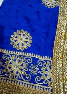 Royal Blue Embroidered Saree