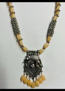 Silver Beaded Elephant Crafted Jewellery Set