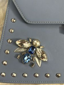 Chic Blue Studded Shoulder Bag