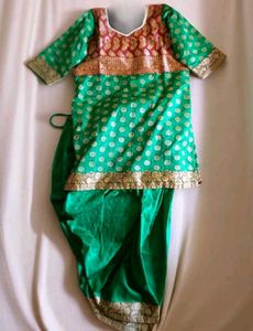 Beautiful Green Banarasi Patiala Kurta
