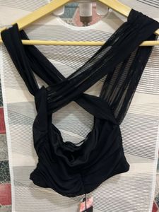 Sheer Black Halter Neck Top Size S
