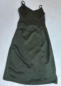 Stylish bottle Green Ruched Mini Dress