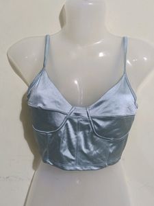 Blue Satin Corset Top