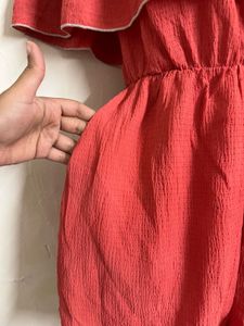Off-Shoulder Ruffle mini jumpsuit