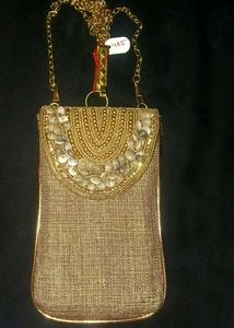 Elegant Golden Beaded Clutch