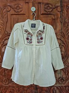 Cotton Shirt With Embroidery Details
