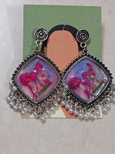 Boho Resin Floral Drop Earrings