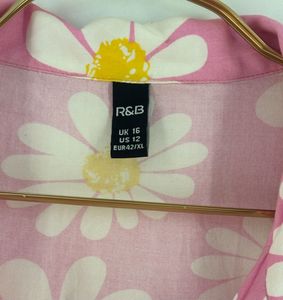 Pink Daisy Print Button-Up Shirt