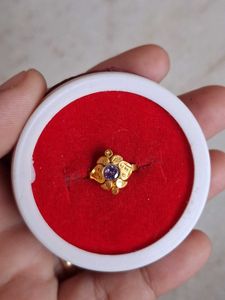 Gold Nose Ring with Purple Stone