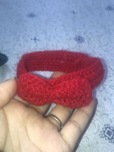 crochet cat collar red bow