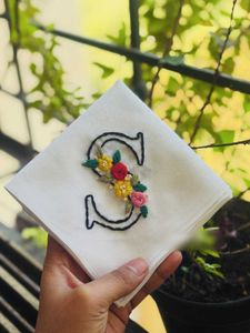 Embroidered Handkerchief with Letter