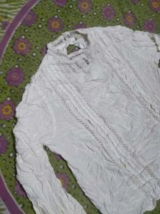 White Crinkle Textured Top