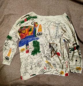 Y2k Graphic Print one Shoulder Top