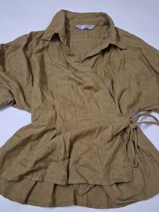 Chic Brown Wrap Top