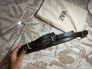 ZARA TRIPLE  BUCKLE  Leather Belt