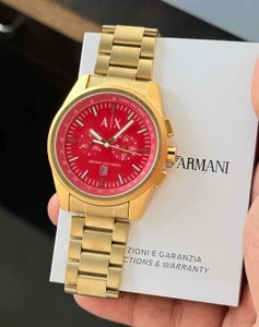 Armani Exchange Gold Watch - Red Dial