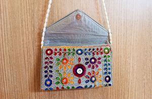 Grey Hand Embroidered Sling Bag