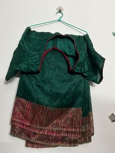 Elegant Green Saree with Red Border