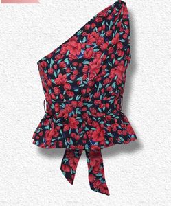 Lulu &amp; Sky - One-Shoulder Floral Peplum Top