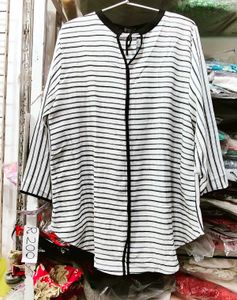 Chic Striped Tie-Neck Tunic Top