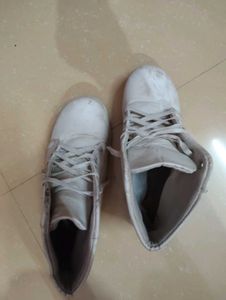 Chunky White High-Top Boots