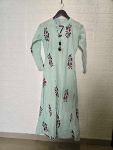 Mint Green Floral Anarkali Kurta