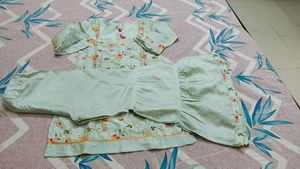 Elegant Mint Green Embroidered Kurti