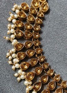 Stunning Gold Tone Necklace with Pearls