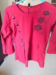 Floral Embellished Maroon Top_ Size XS