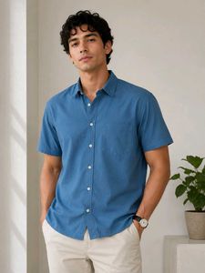 (H&M) orignal Men's Blue Short Sleeve shirt