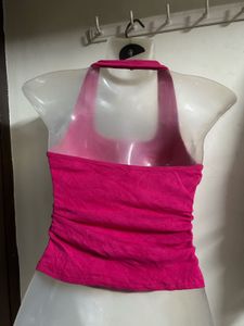 Hot Pink Halter Neck Tank Top
