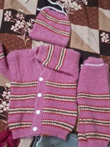 Cute Pink Knitted Baby Set