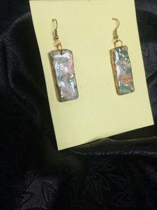 Handmade Marble Rectangle Earrings