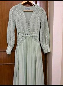 V-Neck Pleated Maxi Dress