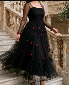 Elegant Black Floral Gown