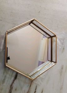 Hexagonal Glass &amp; Gold Tray