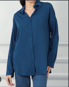 Chic Blue Silky Shirt