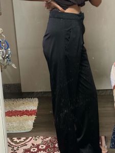Chic Black Korean Wide-Leg Pants For Tall Women