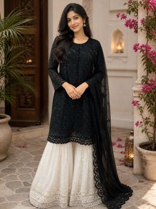 Black Embroidered Kurti w Sequin work