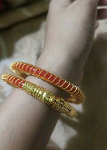 Elegant Gold &amp; Red Bangles pack of 2