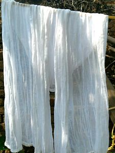 New White Dupatta with Tassels