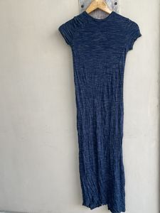 Blue Textured Maxi Dress