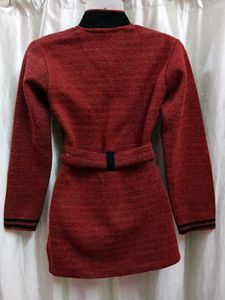 Red Button-Down Cardigan