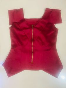 Chic Burgundy Peplum Top