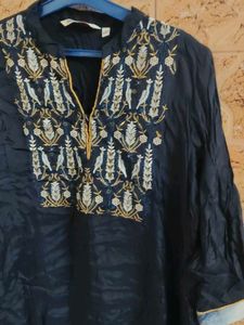 Embroidered Navy Blue Kurta with palazzo
