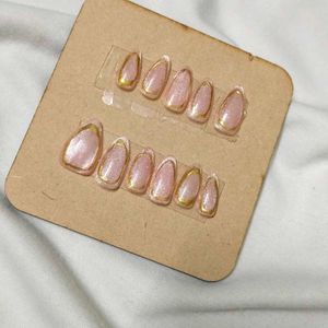 Glam Pink &amp; Gold Press-On Nails