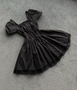 Black Puff Sleeve Corset Dress